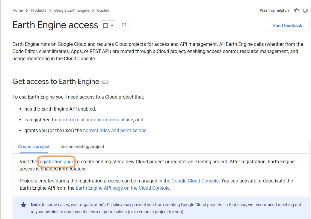 Create cloud project page screenshot
