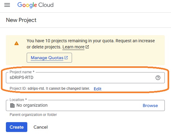 Enter project details page screenshot